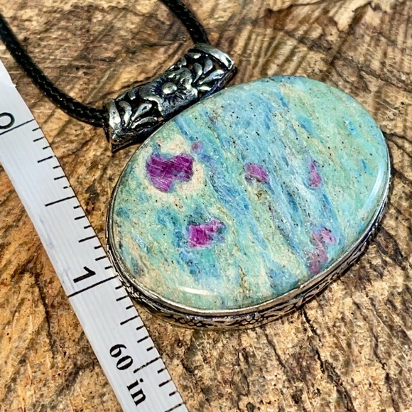 Thick Bail- Ruby Fuchsite Pendant 1 1/2”x 1 1/2” - Picture 9 of 11